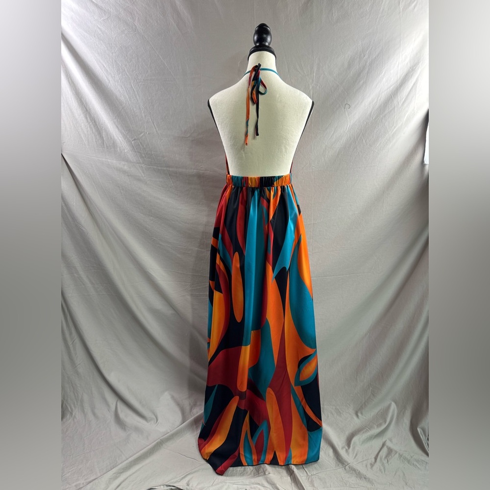Boho Grahpic Print Cami Double Split Thigh Maxi Dress - Picture 9 of 9